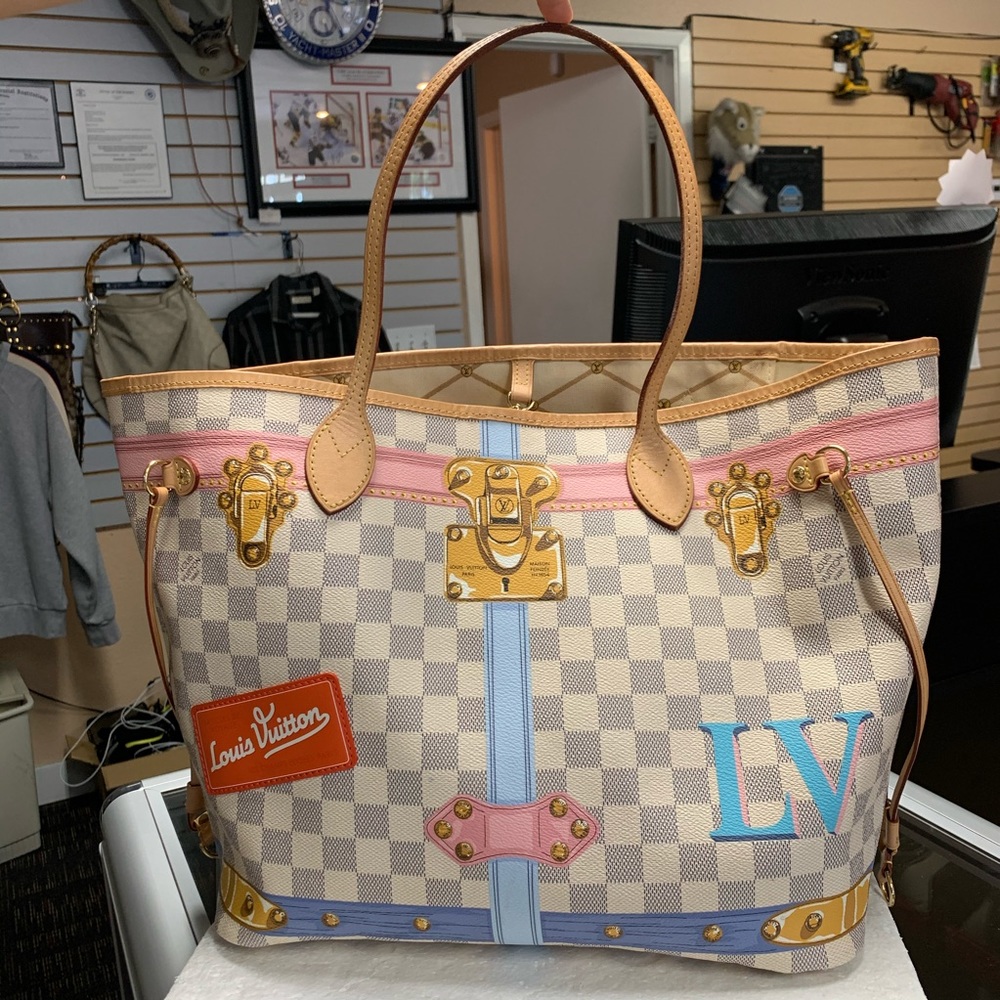 Louis Vuitton Neverfull Summer Trunks Damier Azur